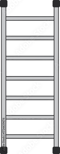 Modern silver ladder featuring sturdy metal construction and multiple steps for easy access and elevated work isolated on transparent background