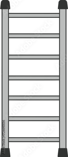 Modern silver ladder with six rungs for home improvement construction and industrial applications isolated on transparent background