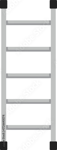 Modern aluminum ladder with rubber feet for safe home and industrial use vertical view isolated on transparent background