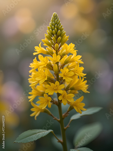 Yellow senna flower in garden, California USA. Cassia candlewood springtime pure bloom, romantic botanical atmosphere, delicate tender blossom. Spring light colors. Soft blur freshness of calm morning