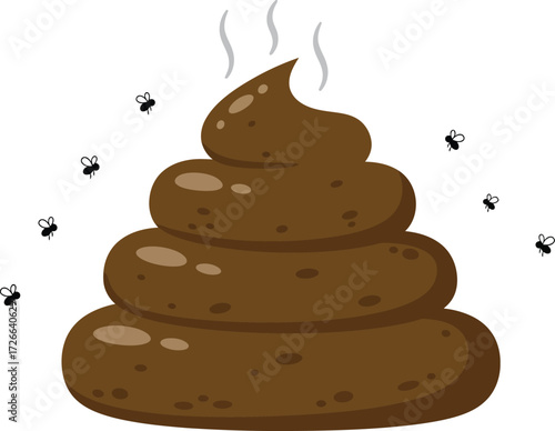 Humorous cartoon pile of poo with steam and musical notes emanating artistic fun humor isolated on transparent background