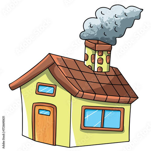 Cute cartoon hand drawn vector house clipart.