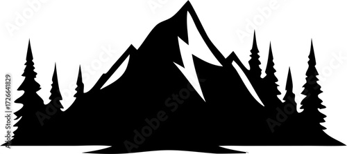 Mountains Silhouette Vector | Landscape, Peaks, Nature, Outdoor Clipart Design