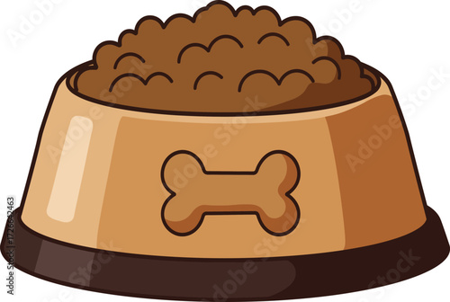 A full dog food bowl with a bone emblem representing pet nutrition and healthy eating habits for canine companions isolated on transparent background