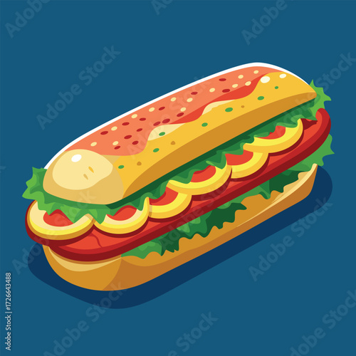 A colorful illustration of a sub sandwich