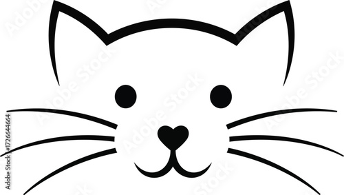 Simple cute hand drawn cat face line art graphic whimsical feline portrait for kids and pet lovers minimalist design isolated on transparent background