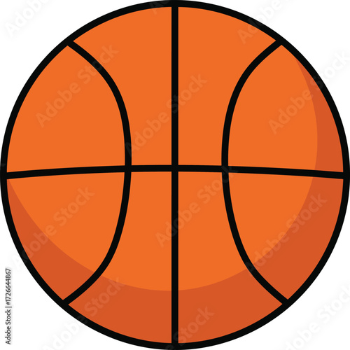 Classic orange basketball with black lines and subtle shading representing the game of basketball and athleticism isolated on transparent background