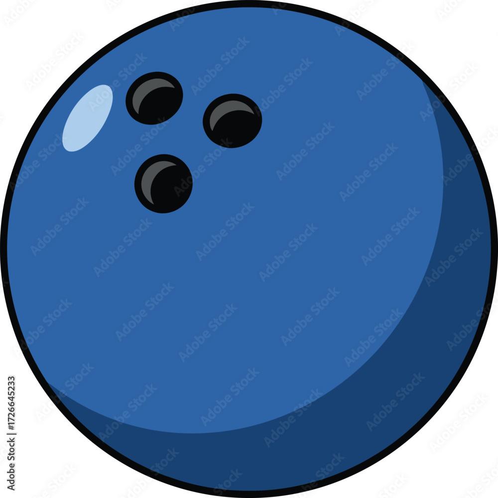 Fototapeta premium Classic blue bowling ball with three finger holes ready for a strike fun recreational sport isolated on transparent background