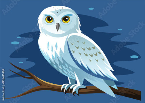 Snowy owl perched on a branch
