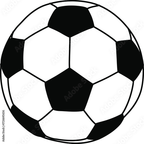 Classic black and white soccer ball design perfect for sports graphics and game apparel representing football passion and athleticism isolated on transparent background
