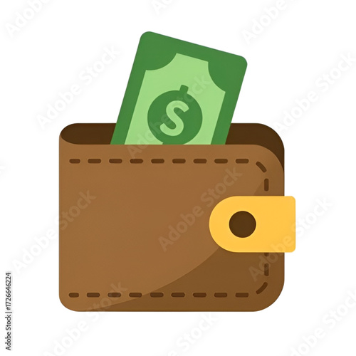 Flat design wallet icon set with cash, perfect for financial and e-commerce related concepts