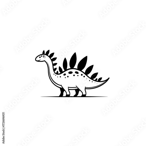 Spinosaurus. Spinosaurus simple black and white line art vector logo
