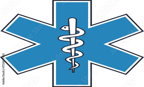 Star of life emblem medical symbol caduceus icon for emergency services healthcare and first responders isolated on transparent background