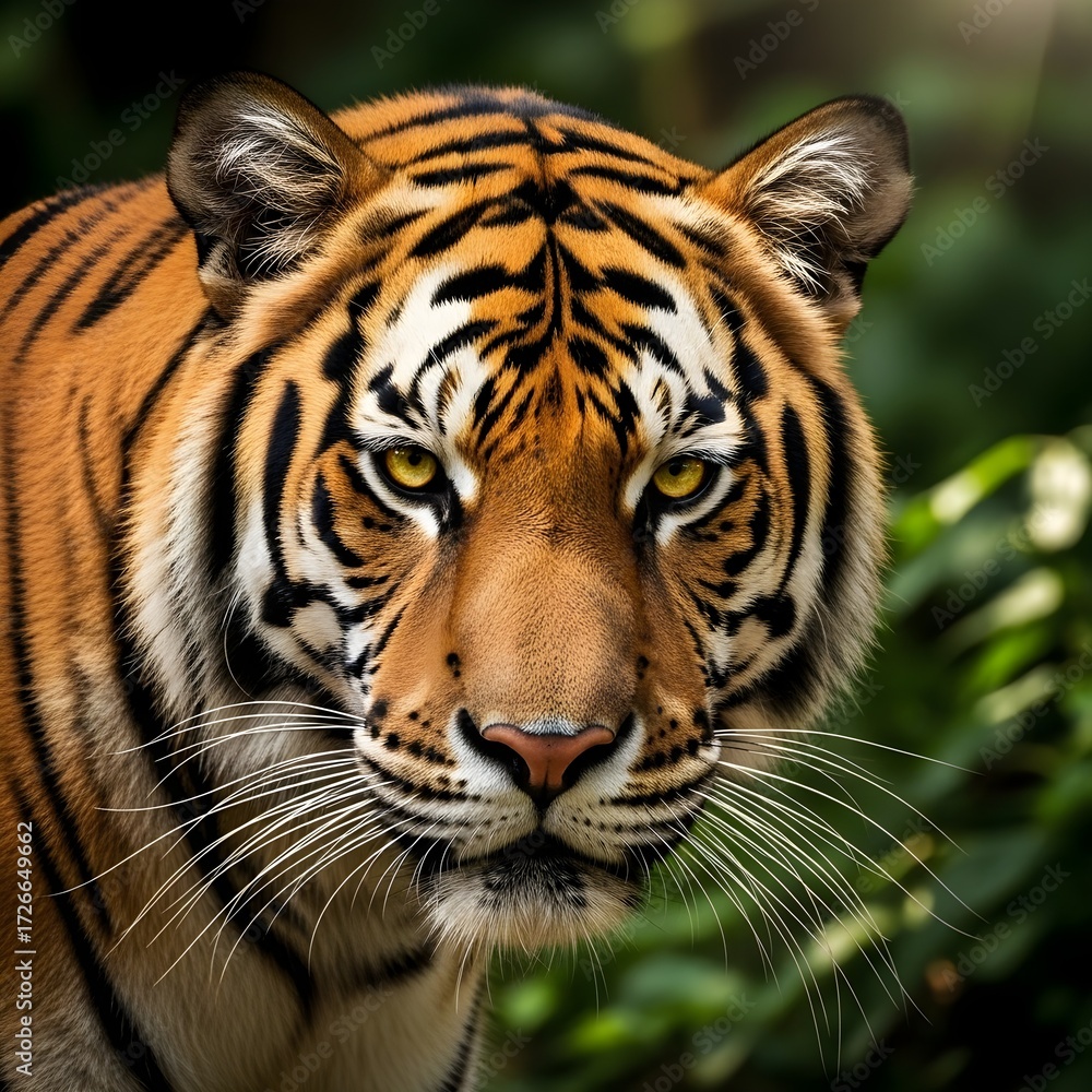 Obraz premium Intense Gaze A Majestic Tiger Portrait in Natural Light