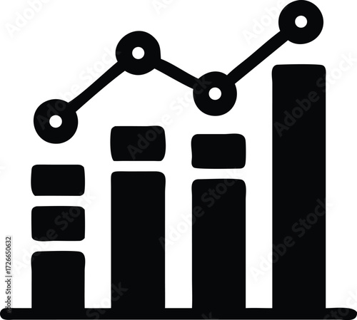 Presentation board shows ascending bar chart and line graph icon on white background