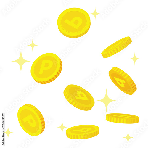 Wallpaper Mural 落ちてくる大量のキラキラしたコインイラスト Torontodigital.ca