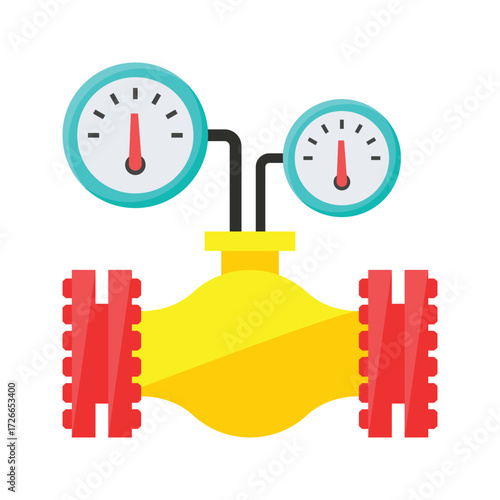 Industrial Pressure Gauge and Valve System Icon.