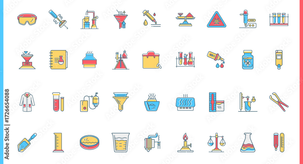 Fototapeta premium collection laboratory science research chemistry flat icons