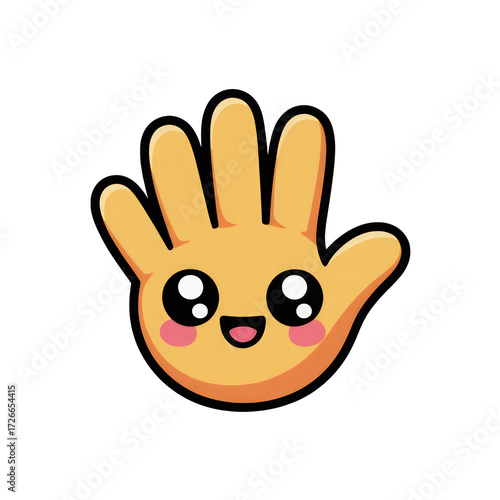 Cute cartoon hand waving hello on transparent background