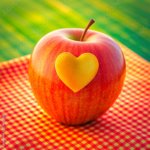 Juicy ripe red apple. Fruit.