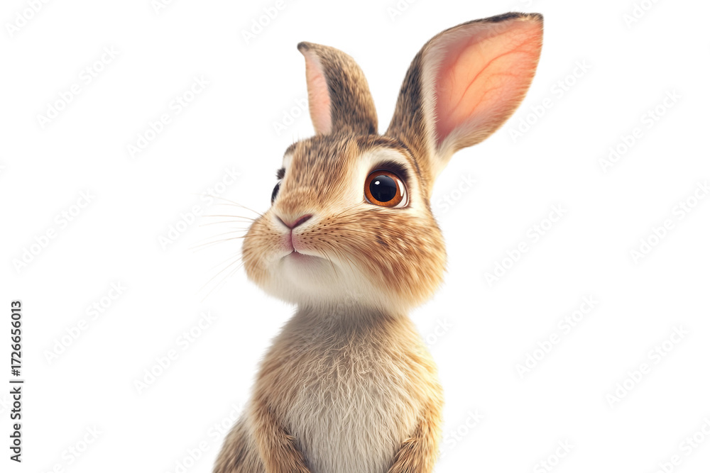 Obraz premium Cartoon Rabbit Isolated on transparent background