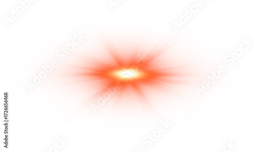 Star effect with radiant rays and bokeh glow, featuring a red light in PNG format. PNG Red laser light effects, element set on transparent background.