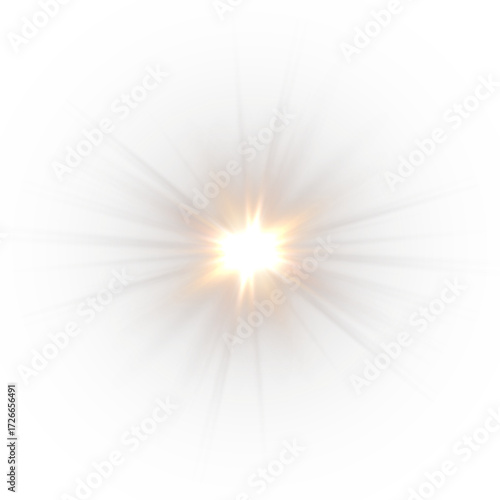 Thin golden light rays radiate outward with a soft, glowing edge. The beam effect creates a warm and elegant atmosphere. Ideal for festive, luxurious, or sunset-themed visuals. PNG	
