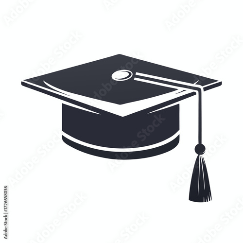 Silhouette of a graduation cap with tassel symbolizes academic achievement and success widely
