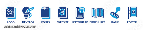 corporate identity concept. Vector illustration design with keywords and icons