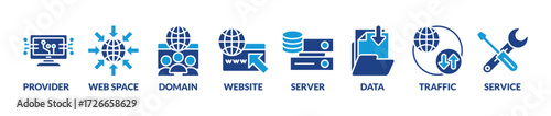 Banner SEO Online Website Web Hosting Technology Vector Illustration Concept