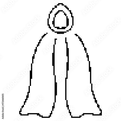 dark robes pixel icon, 8-bit. Isolated vector illustration.