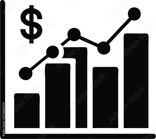 The bar chart showing a rising trend indicates positive growth and success