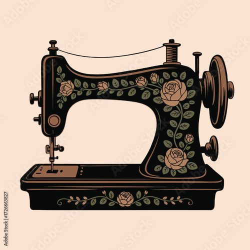 vintage sewing machine vector