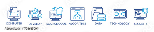 programming and coding background vector illustration with icons and keywords