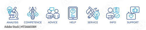 Banner problem solving vector illustration concept with icons and keywords