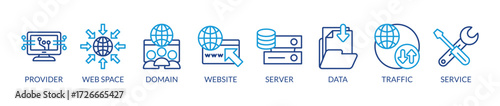Banner SEO Online Website Web Hosting Technology Vector Illustration Concept