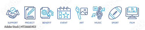 Sponsorship concept. Vector illustration with keywords and isolated icons on white background