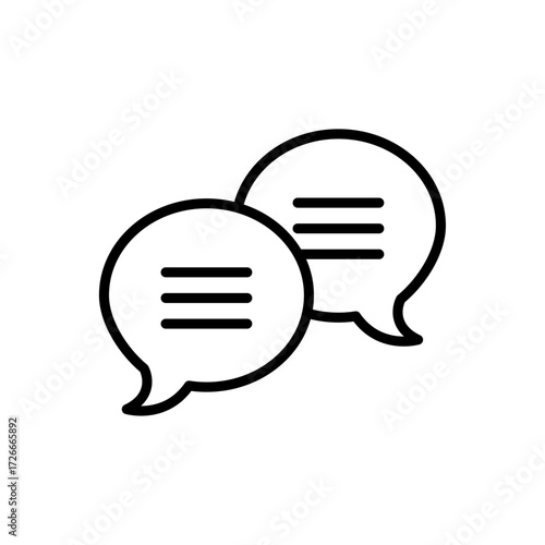 Chat bubble icon representing communication, conversation, or messaging, designed for use in social interaction, customer support, or digital communication.