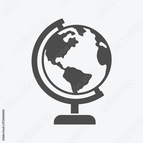 The gray world globe with stand presents the American continents clearly displayed for exploration