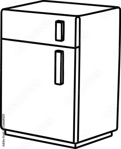 Black outline drawing of a two door refrigerator fridge