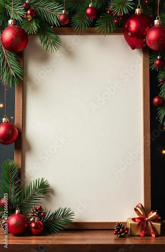 white paper framed mockup in christmas atmosphere	