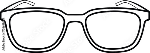 Black outline eyeglasses on white background eyewear
