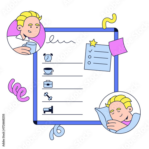 Daily schedule, a man's routine 