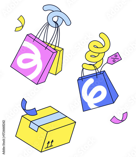 Successful shopping, package and shopping bags 