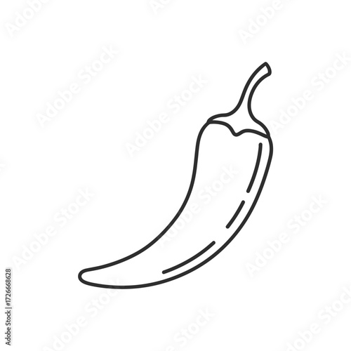 Chili Pepper Line Art Vector Illustration - Simple Spice Outline Icon