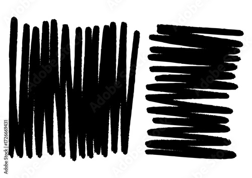 Abstract Scribble Patterns Black Lines and Textured Brushstrokes on a White Background