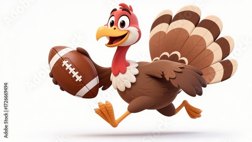 Cartoon turkey running with a football