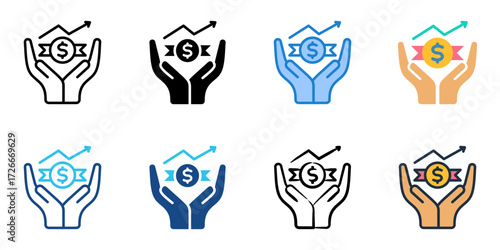 Buy and hold icon set multiple style collection 
