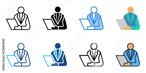 Investment banker icon set multiple style collection 
