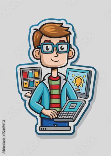 Young male computer programmer working in a modern office